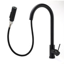 Matt Black Round Pull Out Down Kitchen Sink Tap Laundry Basin Mixer 2 Way Spout