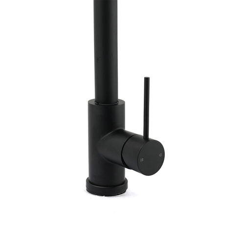 Matt Black Round Pull Out Down Kitchen Sink Tap Laundry Basin Mixer 2 Way Spout