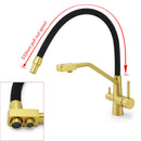 WELS Brushed Gold 3-Way Pure Drink Water Kitchen Mixer Sink Tap Pull Out Spout