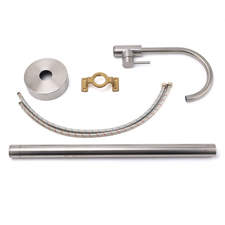 Brushed Nickel Stainless Steel Bathtub Tap Free Standing Faucet Filler Spout Set