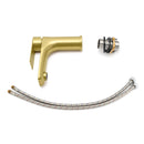 Brushed Gold Round Short Bathroom Vanity Laundry Chrome Basin Mixer Faucet Tap