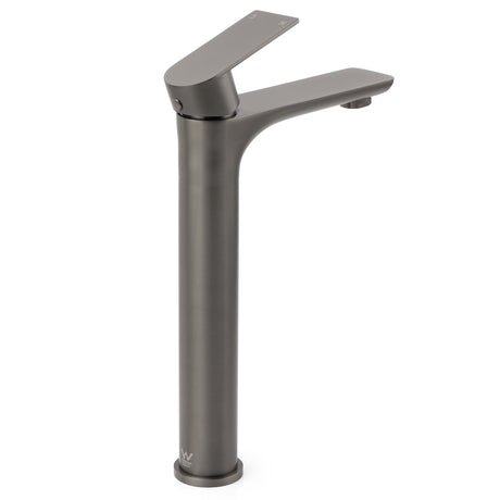 WELS Gun Metal Grey Round High Rise Basin Mixer Bathroom Vanity Faucet Tapware