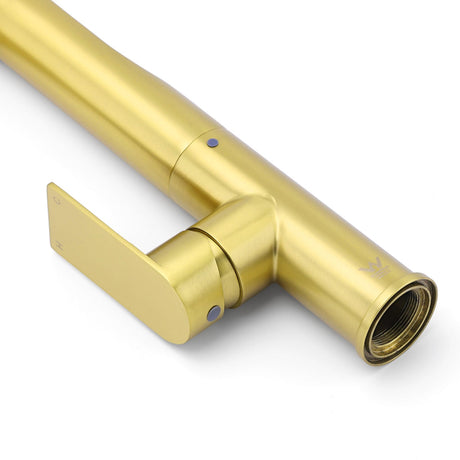 NEW ARRIVAL WELS Brushed Gold Round Kitchen Mixer Sink Tap Laundry Faucet Spout