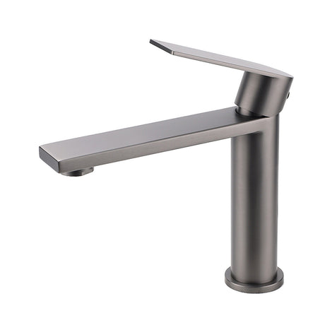 Gun Metal Rounded Square Short Basin Mixer Vanity Sink Faucet Laundry Spout Tap