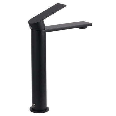 WELS Matt Black Square Tall Flat Lever Handle Basin Mixer Vanity Sink Faucet Spout