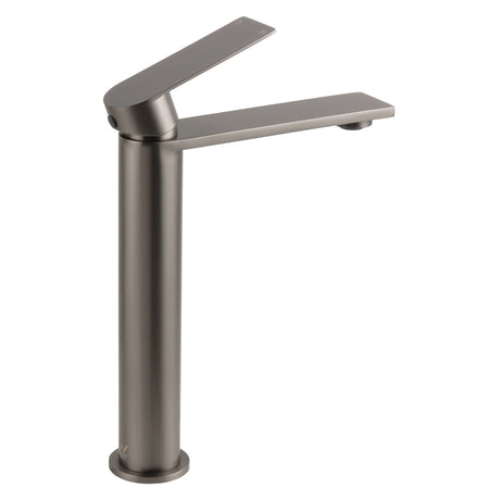 WELS Square Tall Flat Handle Basin Mixer Vanity Sink Faucet Spout Gun Metal Gey