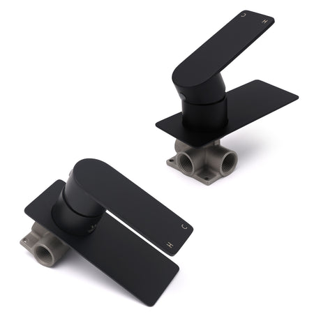 Matte Black Rectangle Shower Mixer Hot Cold Control Tap 35mm Ceramic Cartridge