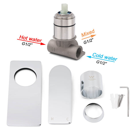 Chrome Square Lever Handle Shower Mixer Hot Cold Water Valve Watermark Standard