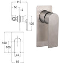 Brushed Nickel Bathroom Flat Lever Handle Shower Mixer Hot Cold Water Tap Valve