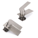 Brushed Nickel Bathroom Flat Lever Handle Shower Mixer Hot Cold Water Tap Valve