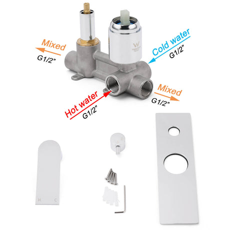 Watermark Chrome Square Shower Mixer Diverter Tap Valve For Shower Combo Spout