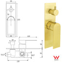 Brushed Gold Bathroom Square Concealed Shower Mixer Diverter Switch Wall Mounnt