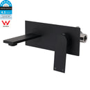 Matte Black Basin Mixer Bathroom Vanity Faucet Wall Mounted Tap Slim Flat Spout
