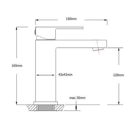 Matt Black Square Basin Counter Flick Mixer Tap Bathroom Vanity Faucet Outlet