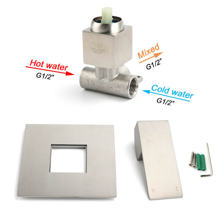Nickel Brushed Square Lead Free Shower Hot Cold Mixer Ceramic Cartridge Spindle