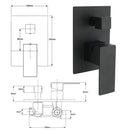 Matt Black Square Stainless Steel Shower Mixer 2 Way Bath Set Diverter Watermark