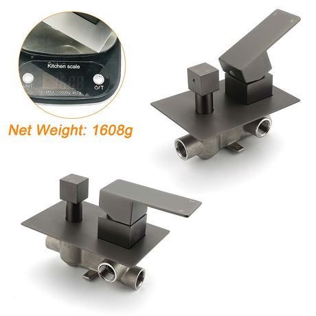 Gun Metal Square Stainless Steel Bath Shower Mixer 2 Way Switch Diverter Watermark