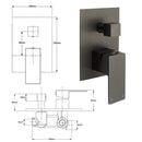 Gun Metal Square Stainless Steel Bath Shower Mixer 2 Way Switch Diverter Watermark