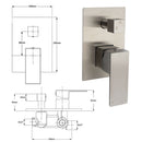 AU Standard 1/2 Inch Shower Mixer Diverter Brushed Nickel Square 2 Way Switch