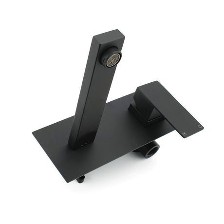 Matt Black Basin Mixer Bathroom Tub Faucet Wall Mount Tap Hot Cold Water Spout