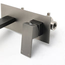 WELS Gun Metal Square Wall Mount Basin Mixer Laundry Vanity Tap Spout Faucet Set
