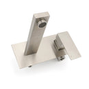 Brushed Nickel Square Wall Mount Basin Mixer Laundry Vanity Tap Spout Faucet Set