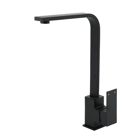 Matt Black Square Gooseneck 360 Swivel Laundry Sink Kitchen Mixer Faucet Tapware