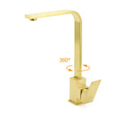 WELS Brushed Gold Gooseneck 360º Swivel Laundry Sink Kitchen Mixer Faucet Tap