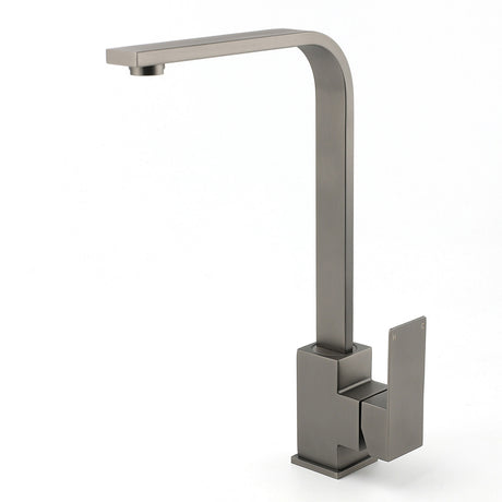 WELS Gun Metal Square Gooseneck Swivel Laundry Kitchen Mixer Faucet Sink Tap Set
