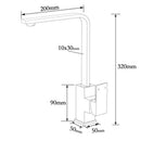 WELS Gun Metal Square Gooseneck Swivel Laundry Kitchen Mixer Faucet Sink Tap Set