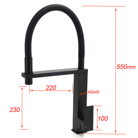 Matt Black Swivel Kitchen Sink Basin Mixer Swivel Faucet Tapware Pull Out Spout