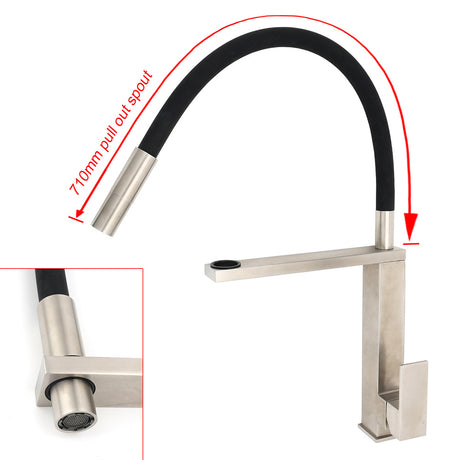 WELS 6.0L/m Chrome Kitchen Sink Basin Mixer Swivel Faucet Tapware Pull Out Spout