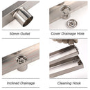 WaterMark Brushed Steel 900mm Tile Insert Shower Grate Floor Drain 50mm Outlet