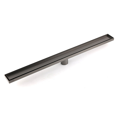 Gun Metal Bathroom Tile Insert 800mm Linear Shower Grate Floor Drain 50mm Waste