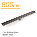 Gun Metal Bathroom Tile Insert 800mm Linear Shower Grate Floor Drain 50mm Waste