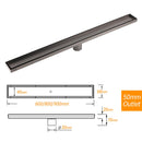 Gun Metal Bathroom Tile Insert 800mm Linear Shower Grate Floor Drain 50mm Waste