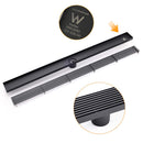 Matt Black 800mm Strip Fence Shower Grate Floor Drain Central 50mm Waste Outlet