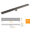 Gun Metal 900mm Strip Fence Linear Shower Grate Floor Drain 50mm Central Waste