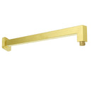 WELS Brushed Gold 12" Square Thin Rain Shower Head 400mm Straight Wall Arm Set