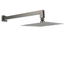 Gun Metal 8" Square Large Rainfall Shower Head 400mm Straight Wall Mounted Arm Set