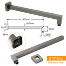 Gun Metal 8" Square Large Rainfall Shower Head 400mm Straight Wall Mounted Arm Set