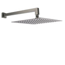 Gun Metal 12" Square Large Rainfall Shower Head 400mm Straight Wall Mounted Arm Set
