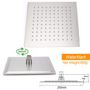 Brushed Nickel 10" Square Rainfall Shower Head + 400mm Straight Wall Mount Arm