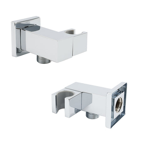 Chrome Square Water Inlet Shower Rose Bracket Swivel Holder Wall Elbow Connector G1/2