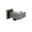 Gun Metal Grey Square Shower Head Holder Bracket Inlet Elbow Water Connector Kit
