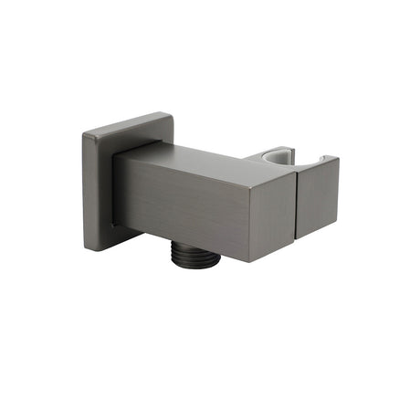 Gun Metal Grey Square Shower Head Holder Bracket Inlet Elbow Water Connector Kit