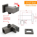 Gun Metal Grey Square Shower Head Holder Bracket Inlet Elbow Water Connector Kit