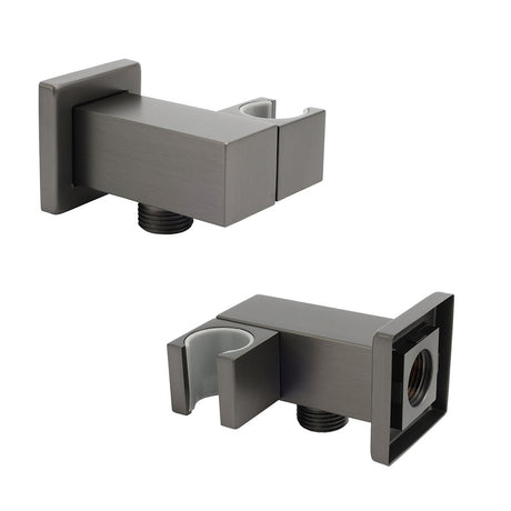 Gun Metal Grey Square Shower Head Holder Bracket Inlet Elbow Water Connector Kit