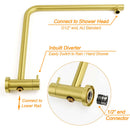 Brushed Gold 2in1 Shower Set 8" Round Head Stainless Steel Handheld Sliding Rail Arm + Twin Taps