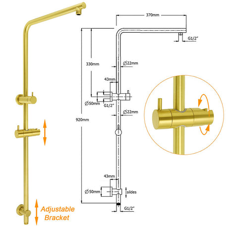 WELS Brushed Gold Twin Shower Large Round 12
